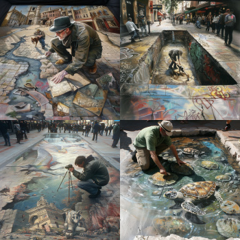 Julian Beever style, Midjourney v6