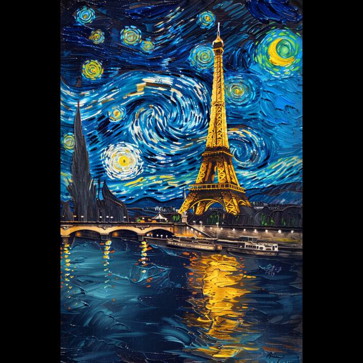 free midjourney prompt eiffel tower van gogh