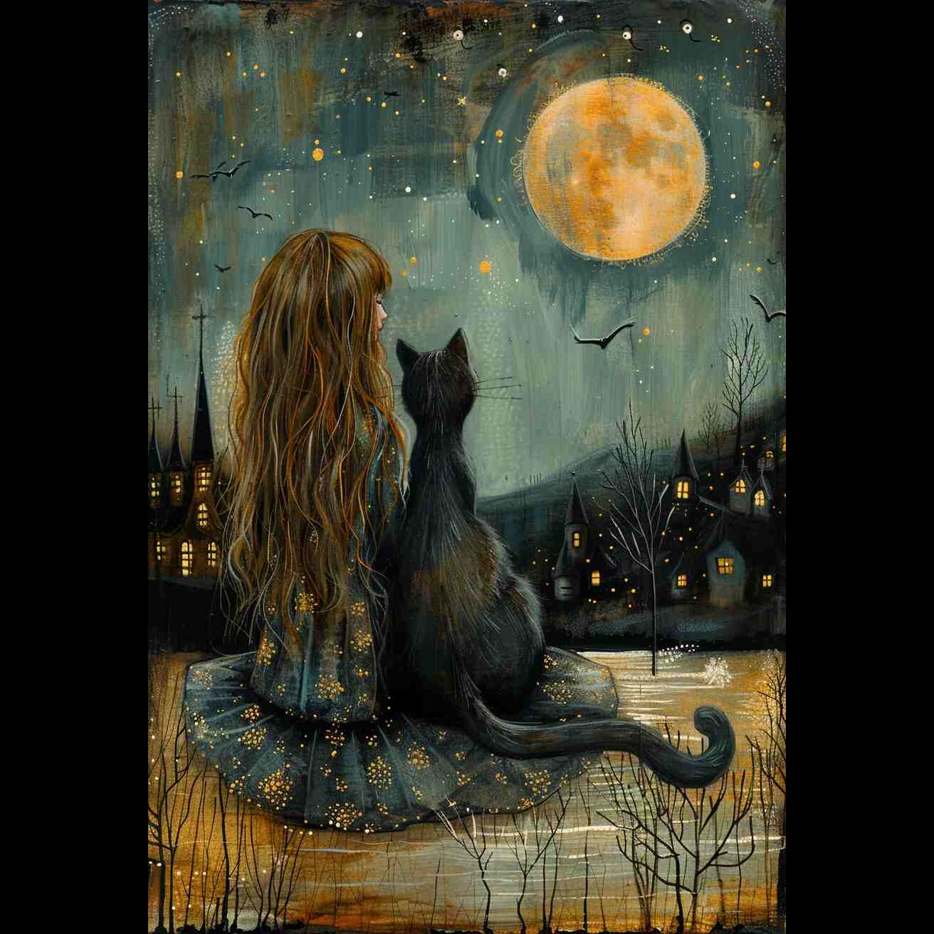 Free Midjourney prompt whimsical girl and cat